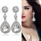 Austrian Cut Crystal Rhinestone Pierced Wedding Bridal Teardrop Drop Dangle Earrings (pierced-white)